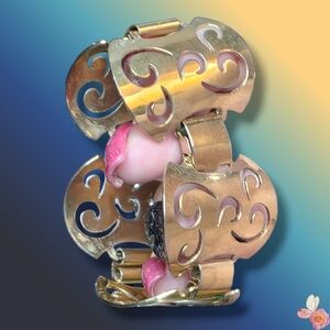 Sarah Coventry Gold and Pink Bracelet